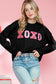 Black Valentine Shiny XOXO Letter Graphic Sweatshirt