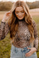 Leopard Mesh Smocked Neck Long Sleeve Bodysuit