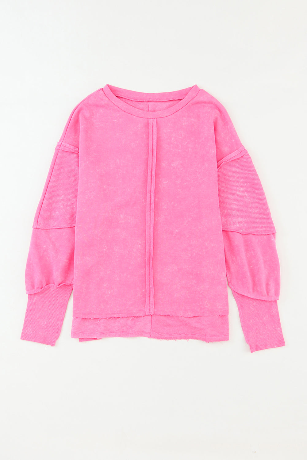 Rose Drop Sleeve Exposed Seam Pullover Sweatshirt