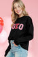 Black Valentine Shiny XOXO Letter Graphic Sweatshirt