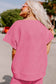 Strawberry Pink Textured Loose Fit T-Shirt and Drawstring Pants Set