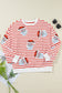 Striped Sequin Santa Claus Patch Application Loose Fitting Sweatshirt