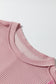 Apricot Pink Colorblock Crinkle Rib Round Neck T Shirt