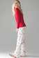 Red Solid Top and Christmas Print Pants Pajama Set