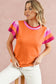 Bright Pink Contrast Sleeve Striped Round Neck Knitted Tee