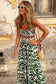 Green Boho Shirred A line Sleeveless Maxi Dress