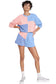 Peach Blossom Colorblock Long Sleeve Top & Pocketed Shorts Set