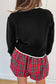 Black Contrast Trim Big Bow Accent Cropped Sweater