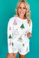 White Christmas Tree Long Sleeve Top and Shorts Pajama Set