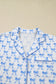 Sky Blue Bow Print Long Sleeve Shirt and Pants Soft Pajama Set