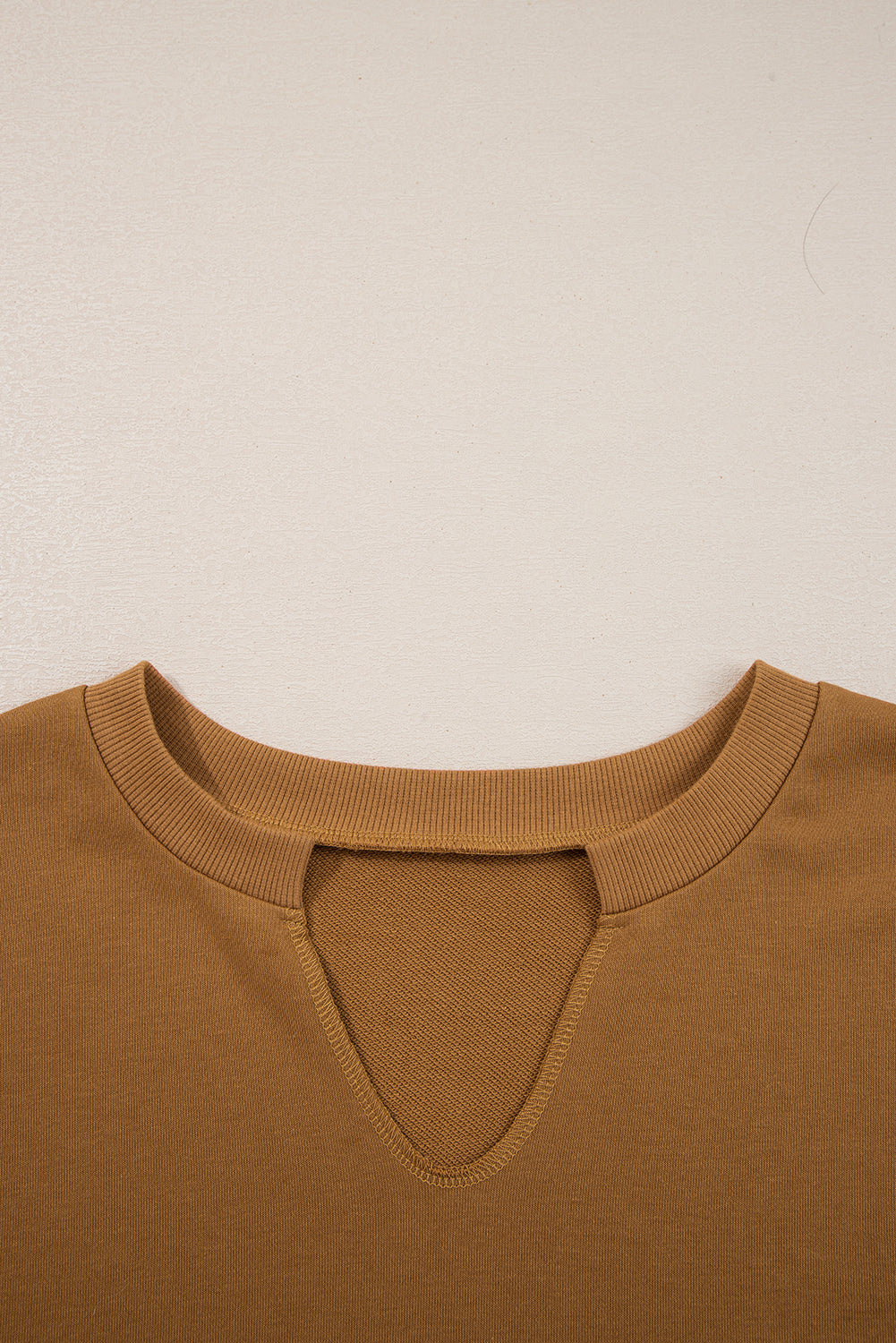 Oversized Mixed Textured Split Neck High Low Patchwork Sweatshirt