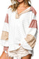 White Patchwork Lantern Sleeve Collared Top