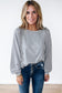 Light Grey Waffle Patchwork Long Sleeve Pullover Top