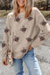 Twisted Ribbed Turkey Graphic Sequins Patch Thanksgiving Baggy Sweatshirt