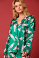 Green Nutcracker Lapel Collar Long Sleeve Top And Shorts Pajama Set