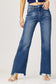 Risen Full Size High Rise Frayed Hem Wide Leg Jeans