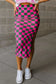 Split Checkered Midi Skirt