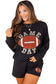 Black GAME DAY Rugby Football Graphic Pullover and Shorts Set