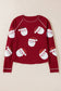 Red Sequin Santa Claus Graphic Patch Application Sweatshirt