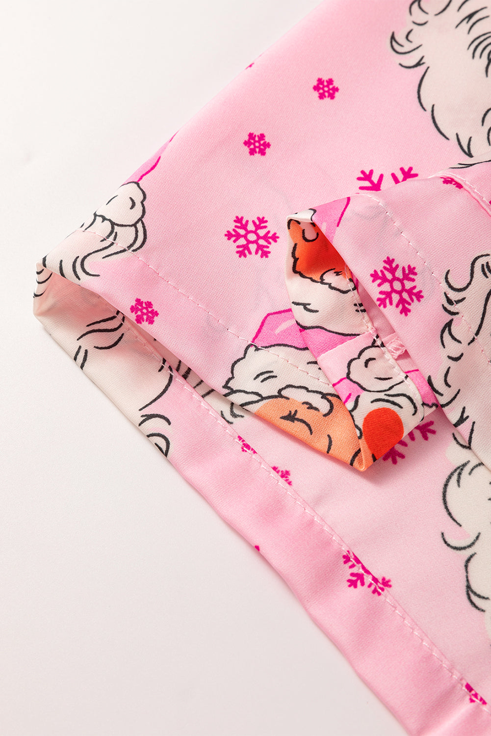 Pink Santa Claus Snowflake Long Sleeve Christmas Pajama Set