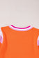 Bright Pink Contrast Sleeve Striped Round Neck Knitted Tee