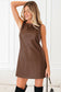 Coffee Vegan Leather Sleeveless Mini Dress