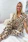 Beige Leopard Pumpkin Allover Halloween 2pcs Pajama Set