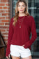 Green Plain Solid Casual Thumbhole Long Sleeve Top