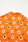 Orange Halloween Print Lapel Shirt and Pants Pajama Set