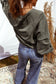 Lace Patchwork Detail Notched Neck Mineral Wash Baggy Sweatshirt