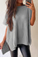 Gray Side Slit Short Dolman Sleeve Knitted Oversized Top