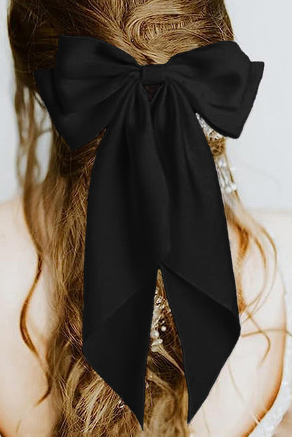 White Elegant Oversized Ribbon Bowknot Satin Hair Clip