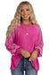 Pink Contrast Print Striped Raglan Long Sleeve Loose Top