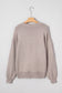 Simply Taupe Embroidered Floral Sleeve Round Neck Loose Sweater